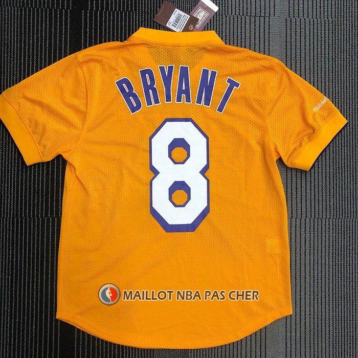 Maillot Manche Courte Los Angeles Lakers Kobe Bryant NO 8 Jaune